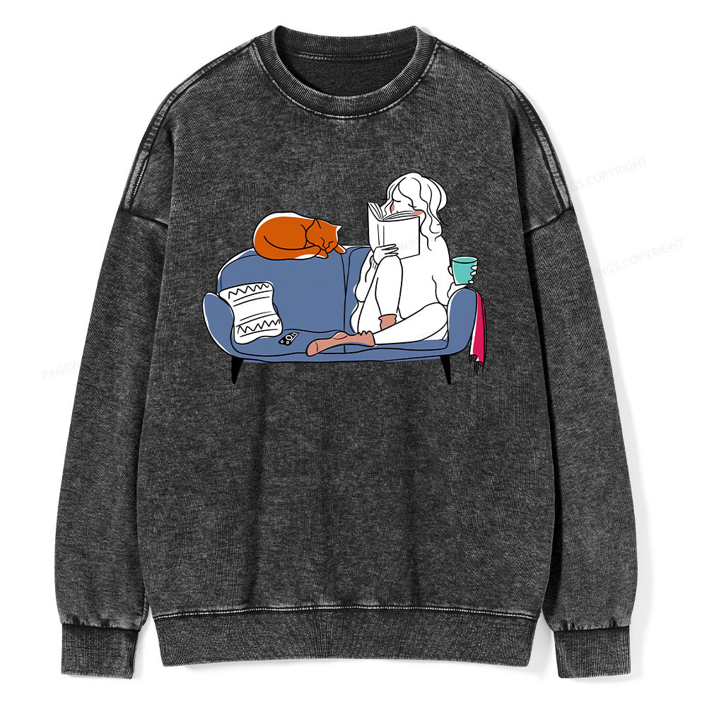 Pagewings Home Reading Unisex Washed Sweatshirt