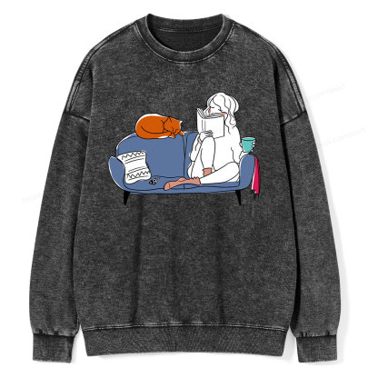 Pagewings Home Reading Unisex Washed Sweatshirt