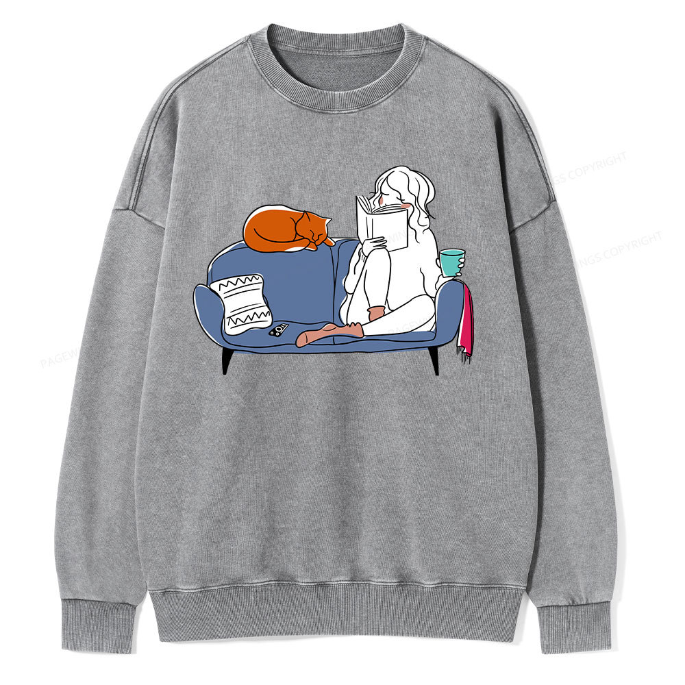 Pagewings Home Reading Unisex Washed Sweatshirt