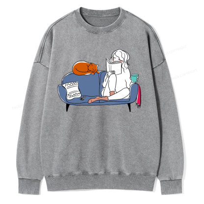 Pagewings Home Reading Unisex Washed Sweatshirt