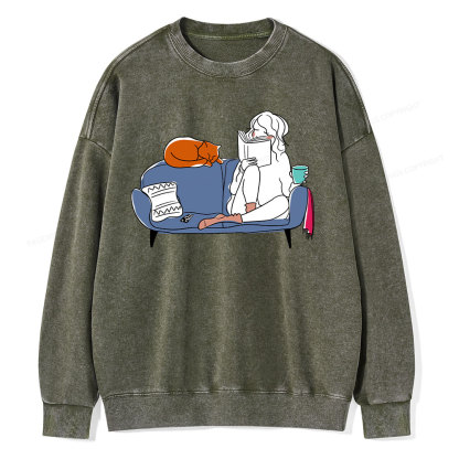 Pagewings Home Reading Unisex Washed Sweatshirt