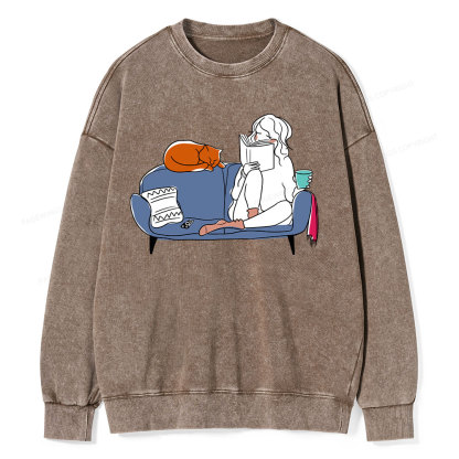 Pagewings Home Reading Unisex Washed Sweatshirt