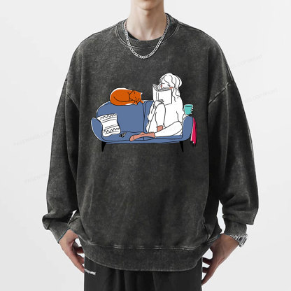 Pagewings Home Reading Unisex Washed Sweatshirt