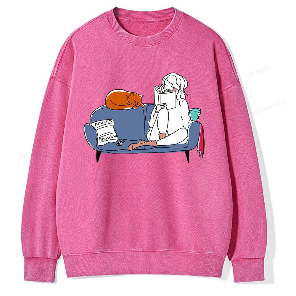 Pagewings Home Reading Unisex Washed Sweatshirt