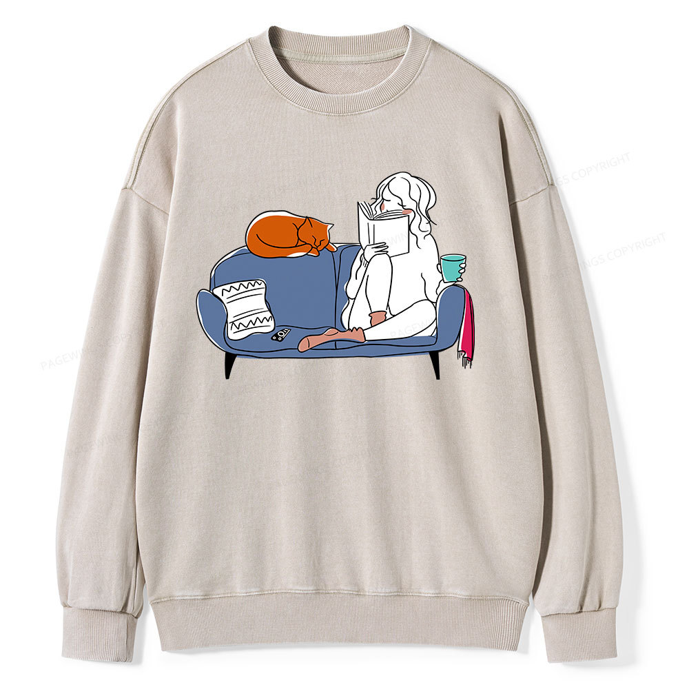 Pagewings Home Reading Unisex Washed Sweatshirt