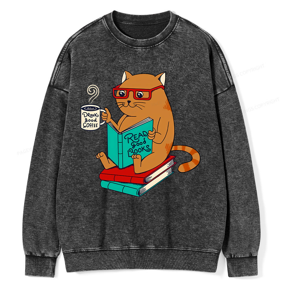 Pagewings Read Good Books Unisex Washed Sweatshirt