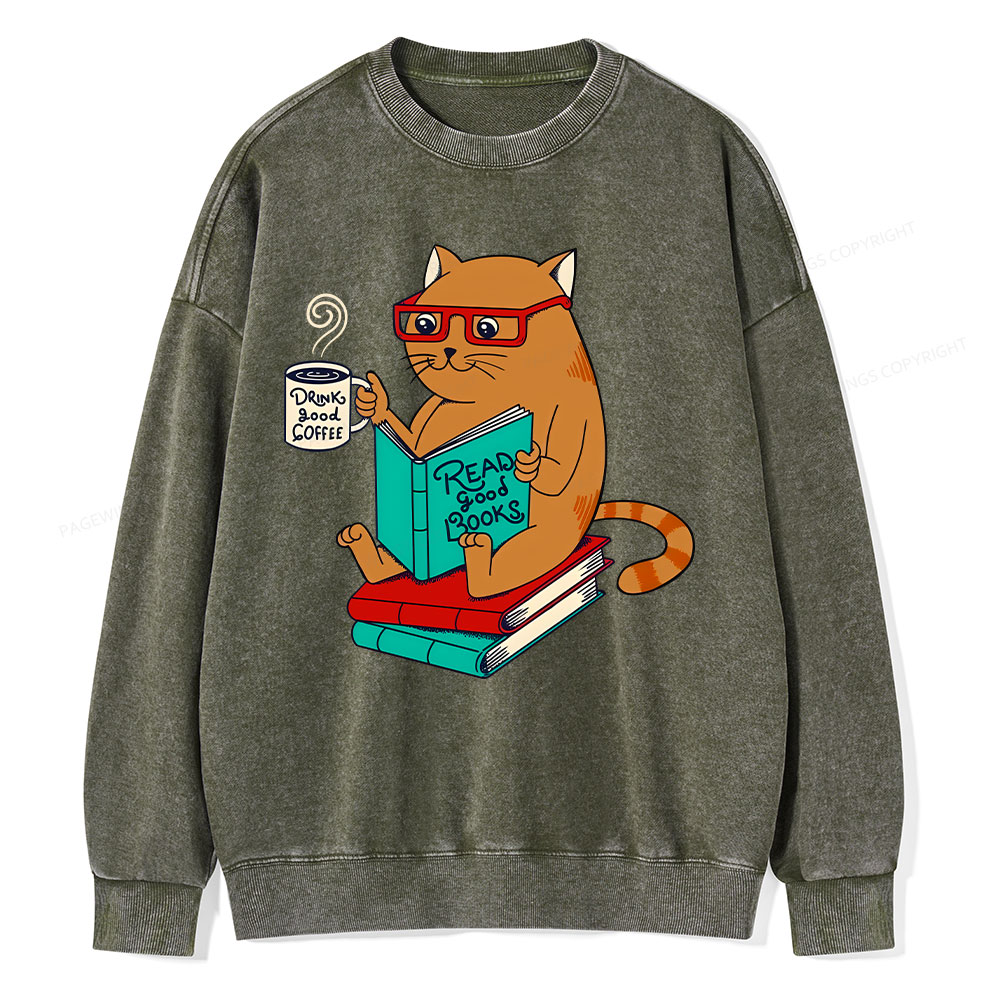 Pagewings Read Good Books Unisex Washed Sweatshirt