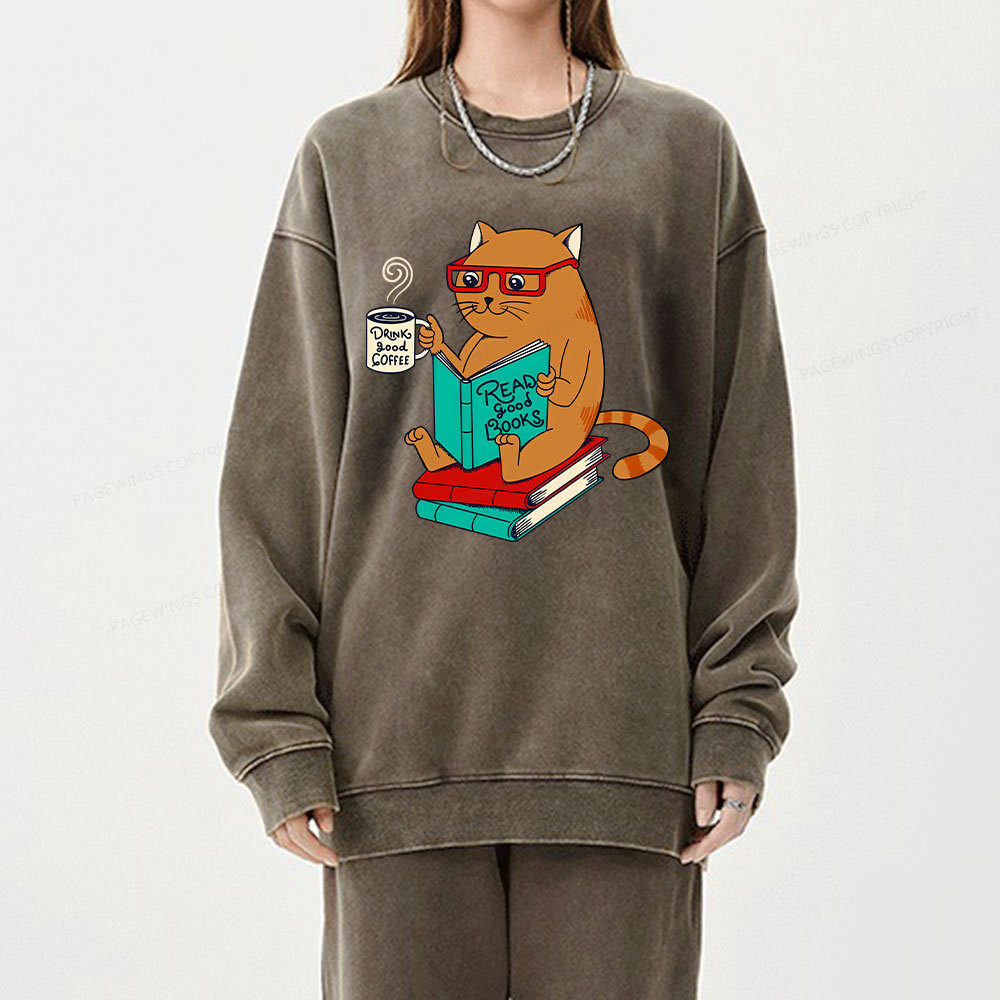 Pagewings Read Good Books Unisex Washed Sweatshirt