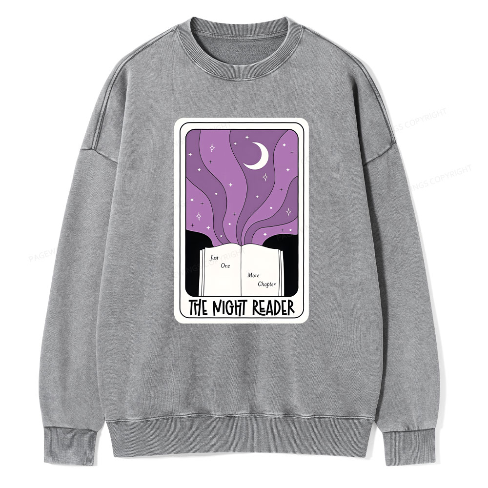Pagewings The Night Reader Unisex Washed Sweatshirt