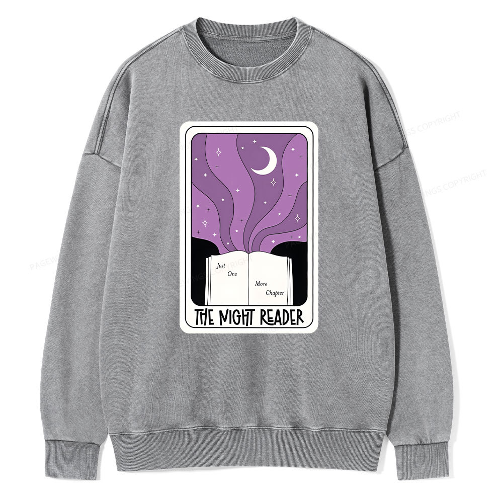 Pagewings The Night Reader Unisex Washed Sweatshirt