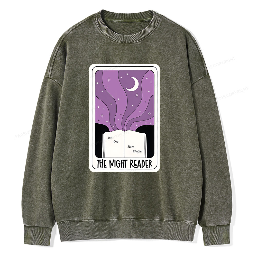 Pagewings The Night Reader Unisex Washed Sweatshirt