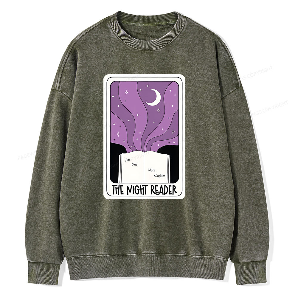 Pagewings The Night Reader Unisex Washed Sweatshirt
