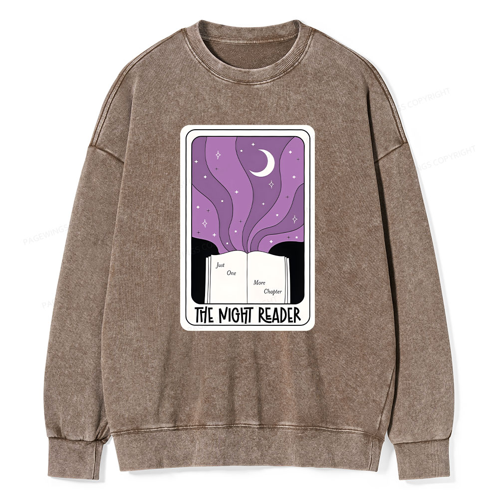 Pagewings The Night Reader Unisex Washed Sweatshirt
