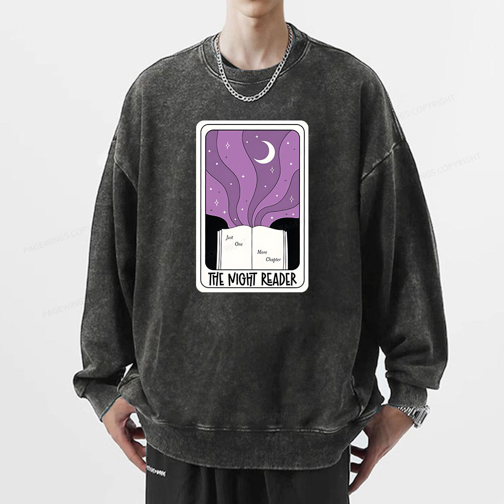 Pagewings The Night Reader Unisex Washed Sweatshirt