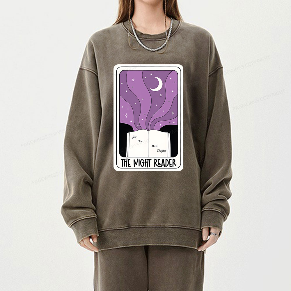 Pagewings The Night Reader Unisex Washed Sweatshirt