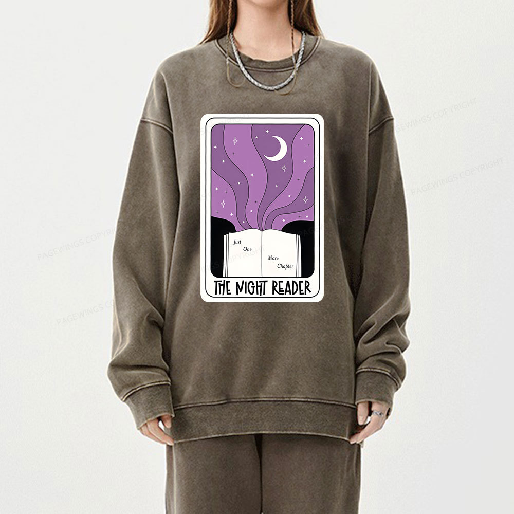 Pagewings The Night Reader Unisex Washed Sweatshirt