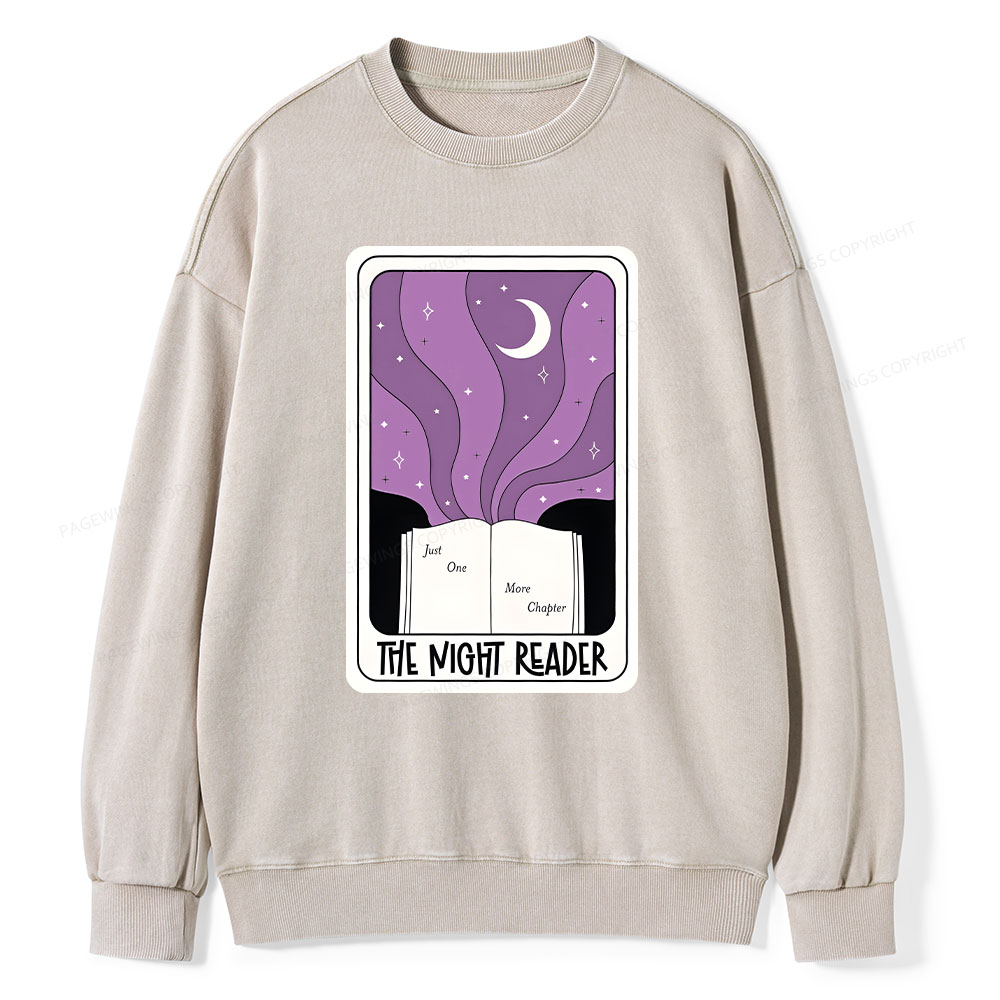 Pagewings The Night Reader Unisex Washed Sweatshirt