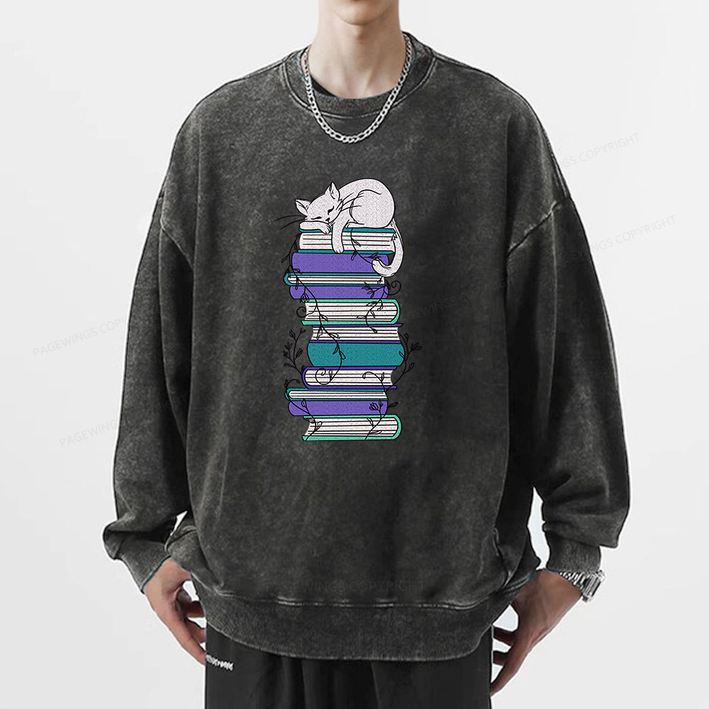 Pagewings Books Unisex Washed Sweatshirt