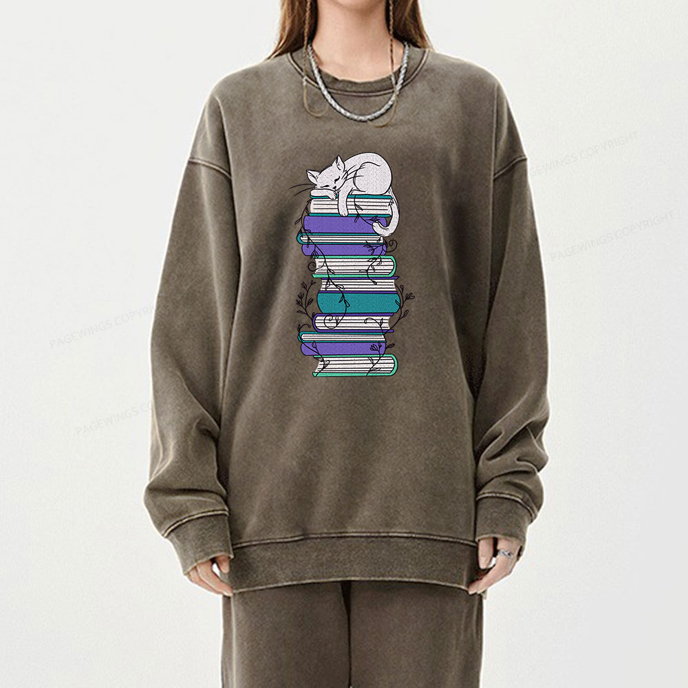 Pagewings Books Unisex Washed Sweatshirt