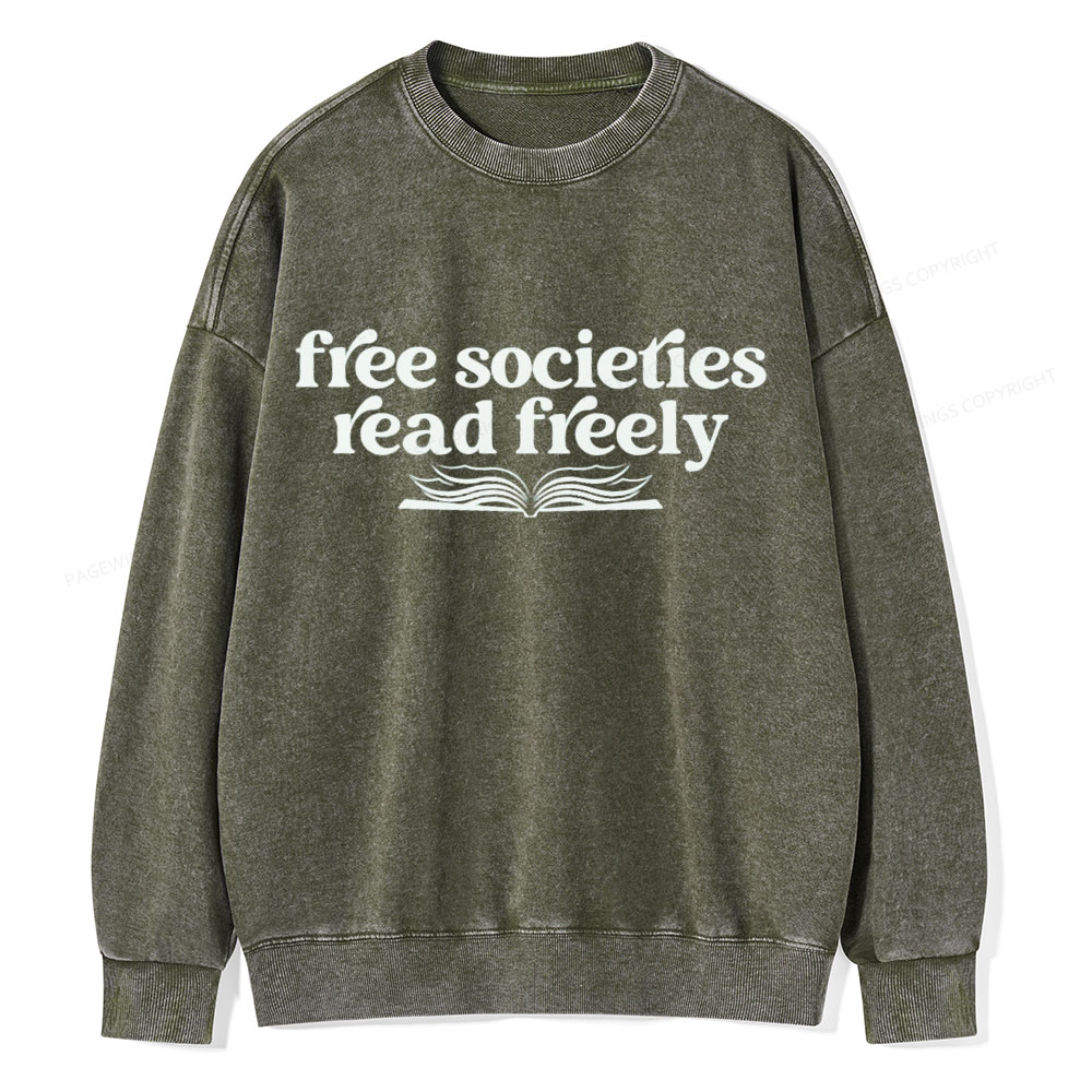 Pagewings Stop Book Banning Unisex Washed Sweatshirt