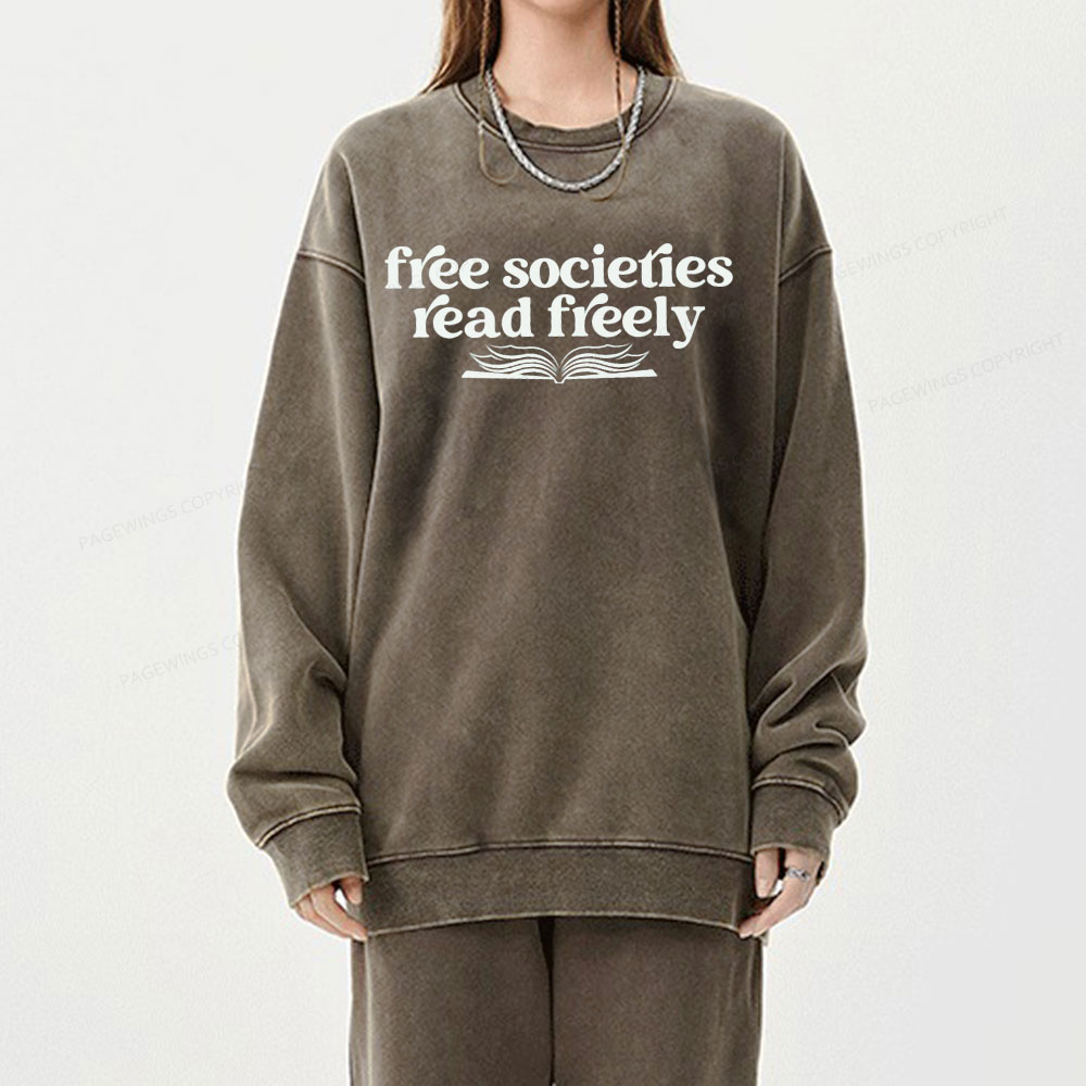 Pagewings Stop Book Banning Unisex Washed Sweatshirt