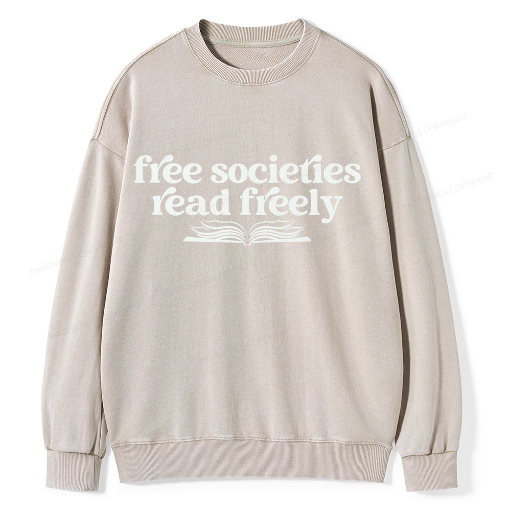 Pagewings Stop Book Banning Unisex Washed Sweatshirt