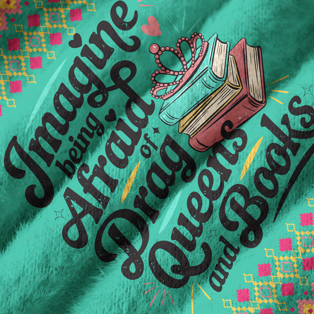 Pagewings Christmas Bookish Off Shoulder Ugly Knit Sweater