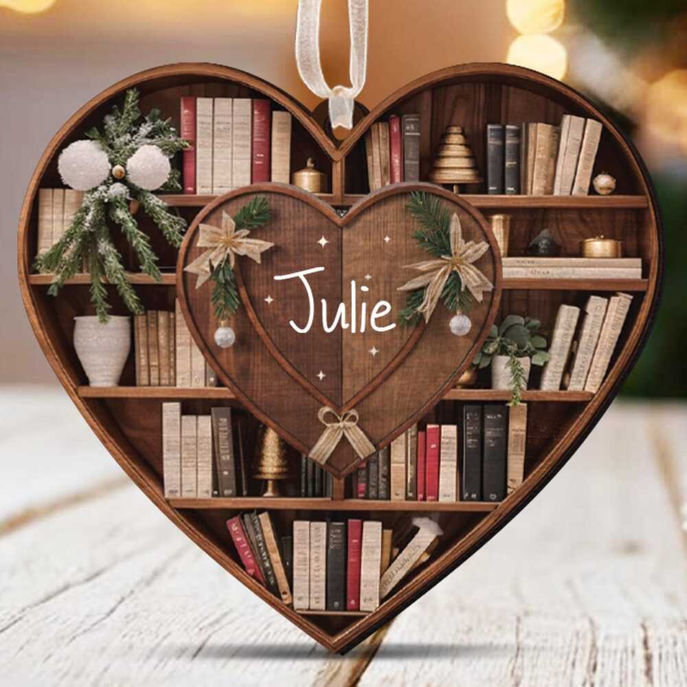 Pagewings Personalized Name Bookshelf Christmas Ornament