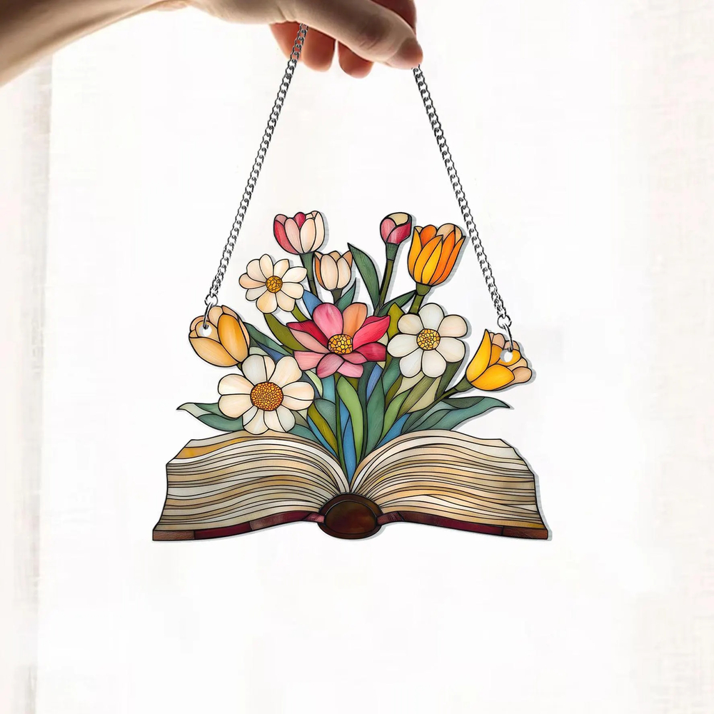 Pagewings Flower Book Suncatcher Ornament