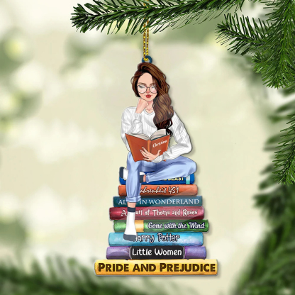 Pagewings Personalized Girl Reading Book Ornament