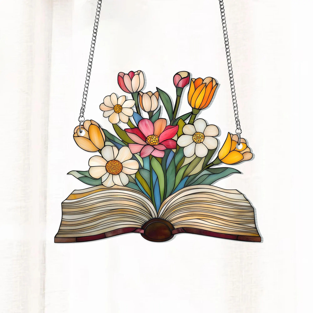 Pagewings Flower Book Suncatcher Ornament