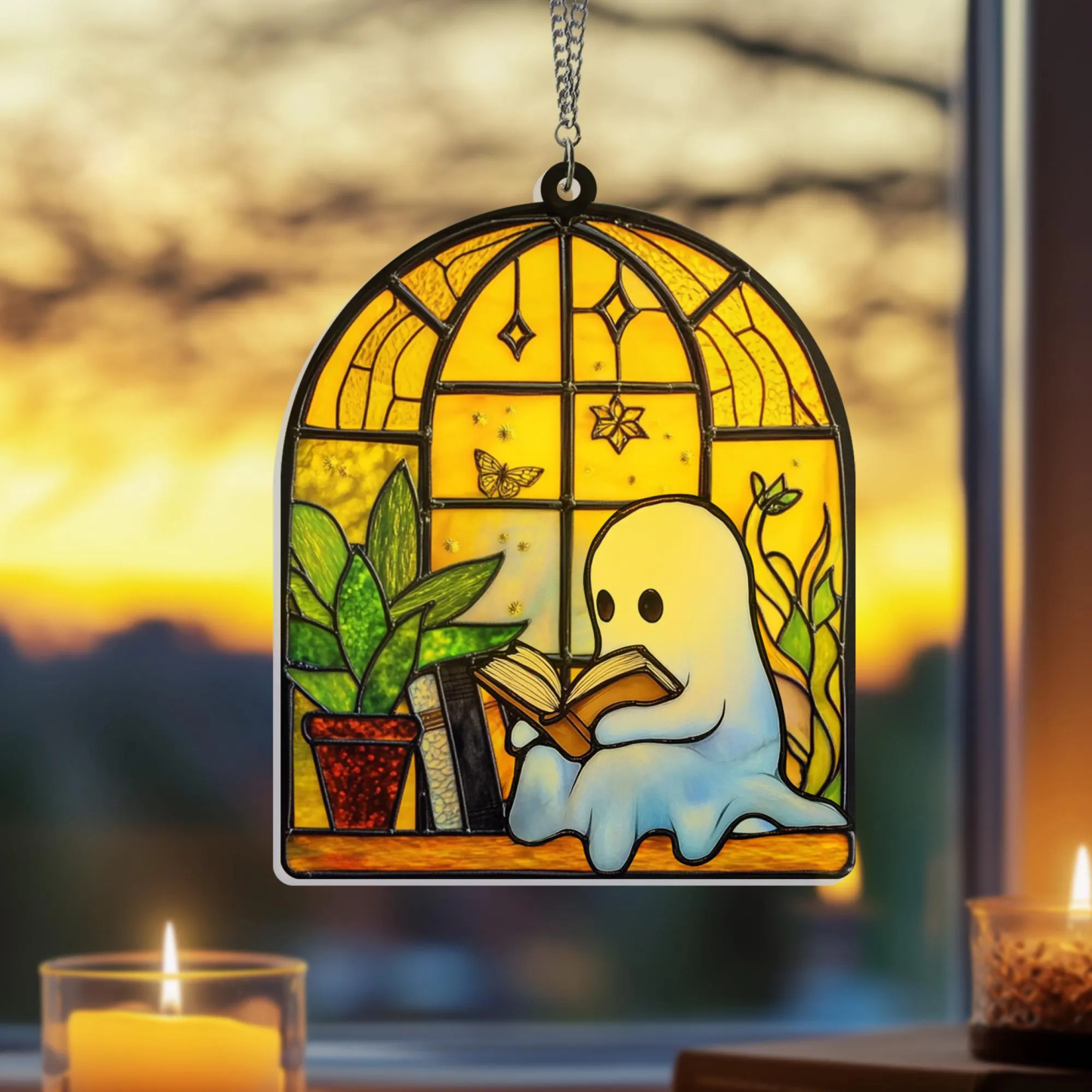 Pagewings Ghost Reading Book Ornament
