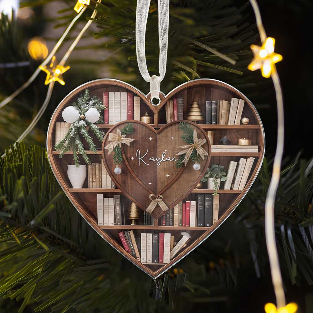 Pagewings Personalized Name Bookshelf Christmas Ornament