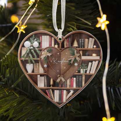 Pagewings Personalized Name Bookshelf Christmas Ornament