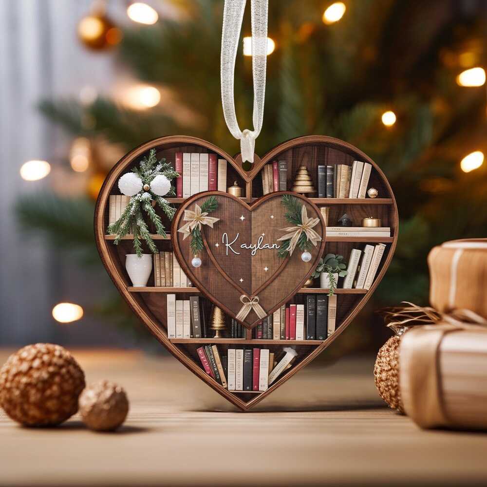 Pagewings Personalized Name Bookshelf Christmas Ornament
