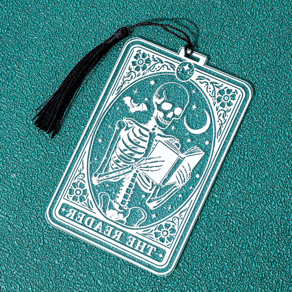Pagewings The Reader Skeleton Tarot Card Acrylic Bookmark