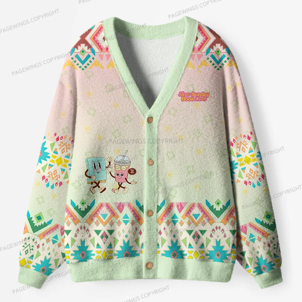 Pagewings Slow Sunday Book Club Unisex Ugly Cardigan Sweaters