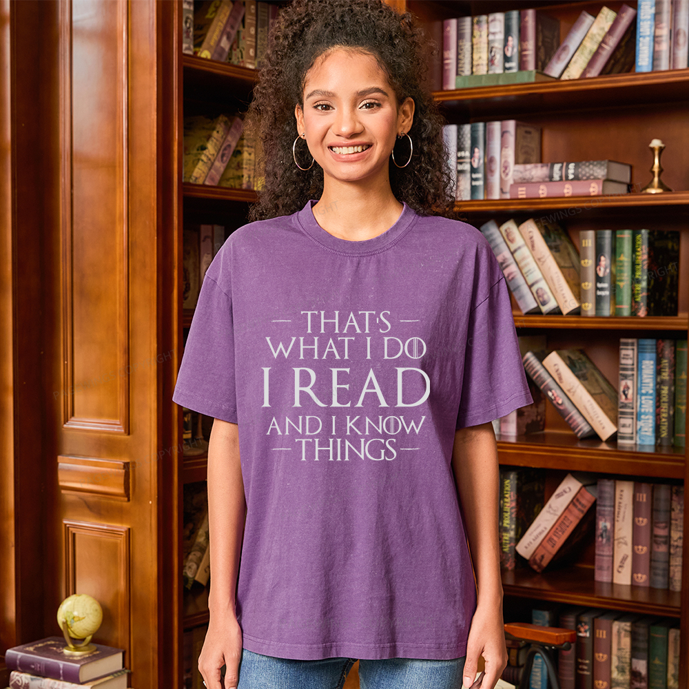 Pagewings I Read And I Know Things Unisex Washed T-shirt