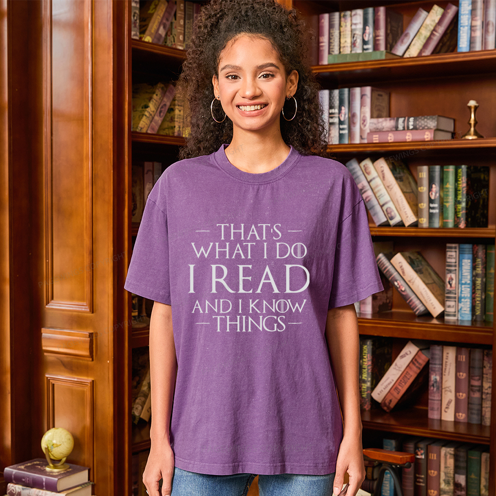 Pagewings I Read And I Know Things Unisex Washed T-shirt