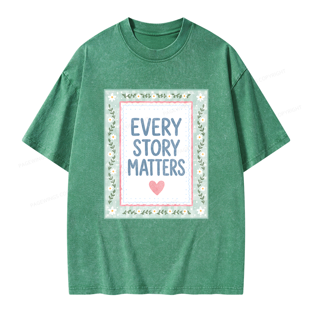 Pagewings Every Story Matters Unisex Washed T-shirt