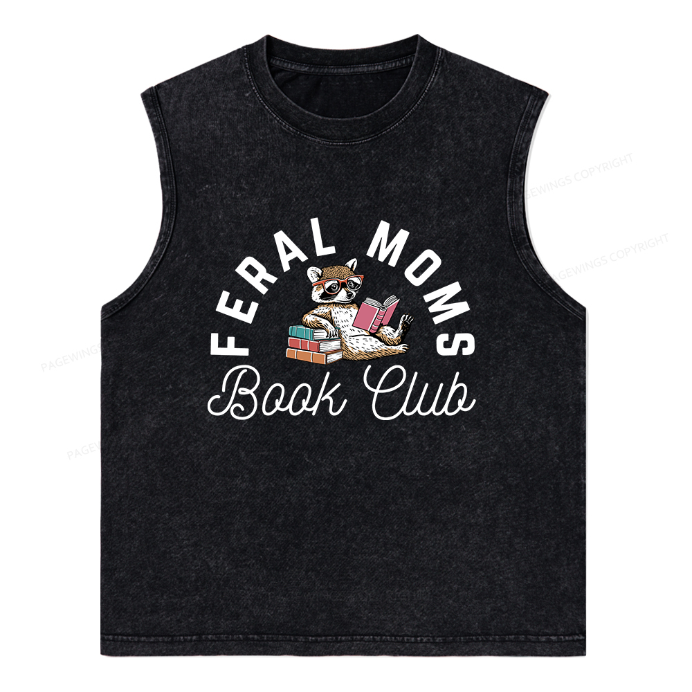 Pagewings Feral Moms Book Club Unisex Washed Tank Top