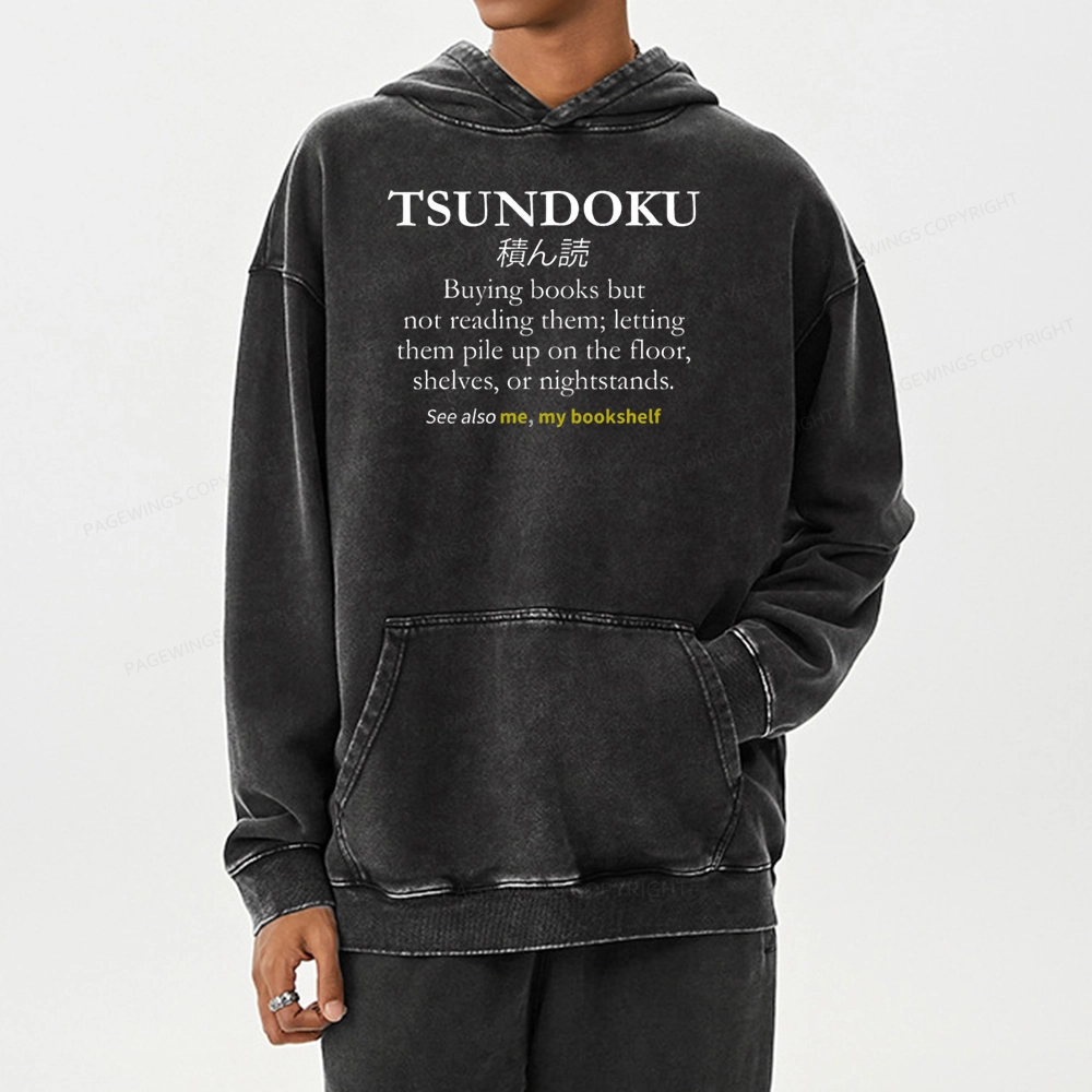 Pagewings Tsundoku Reader Unisex Washed Hoodie