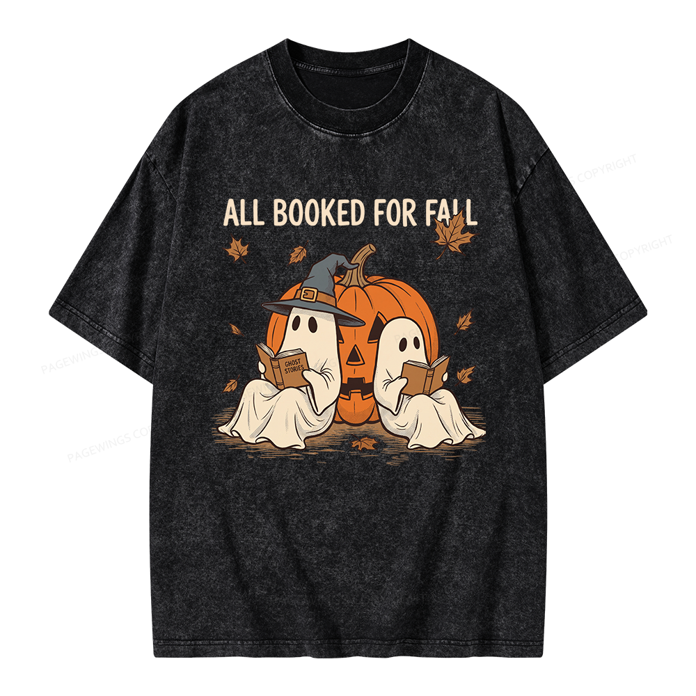 Pagewings All Booked For Fall Unisex Washed T-shirt
