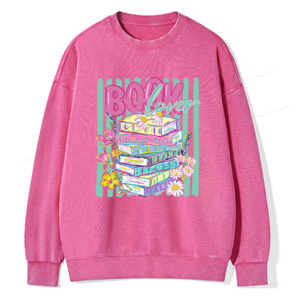 Pagewings Floral Bookish Unisex Washed Sweatshirt