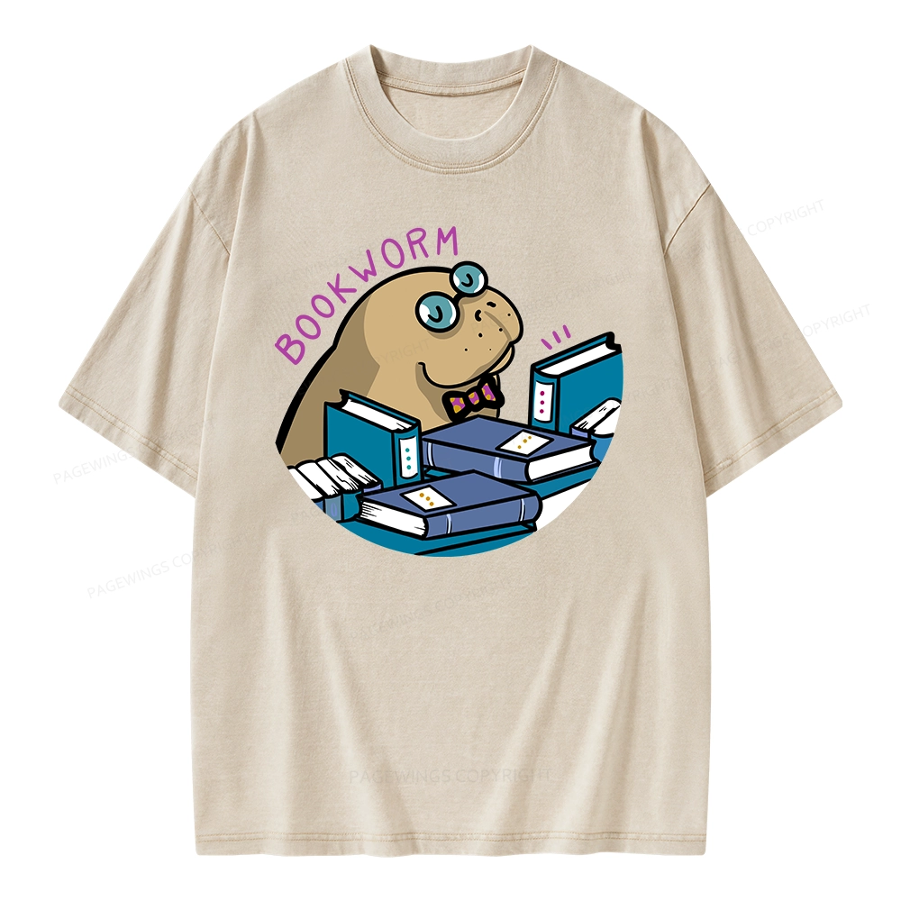 Pagewing Books Worm Unisex Washed T-shirt