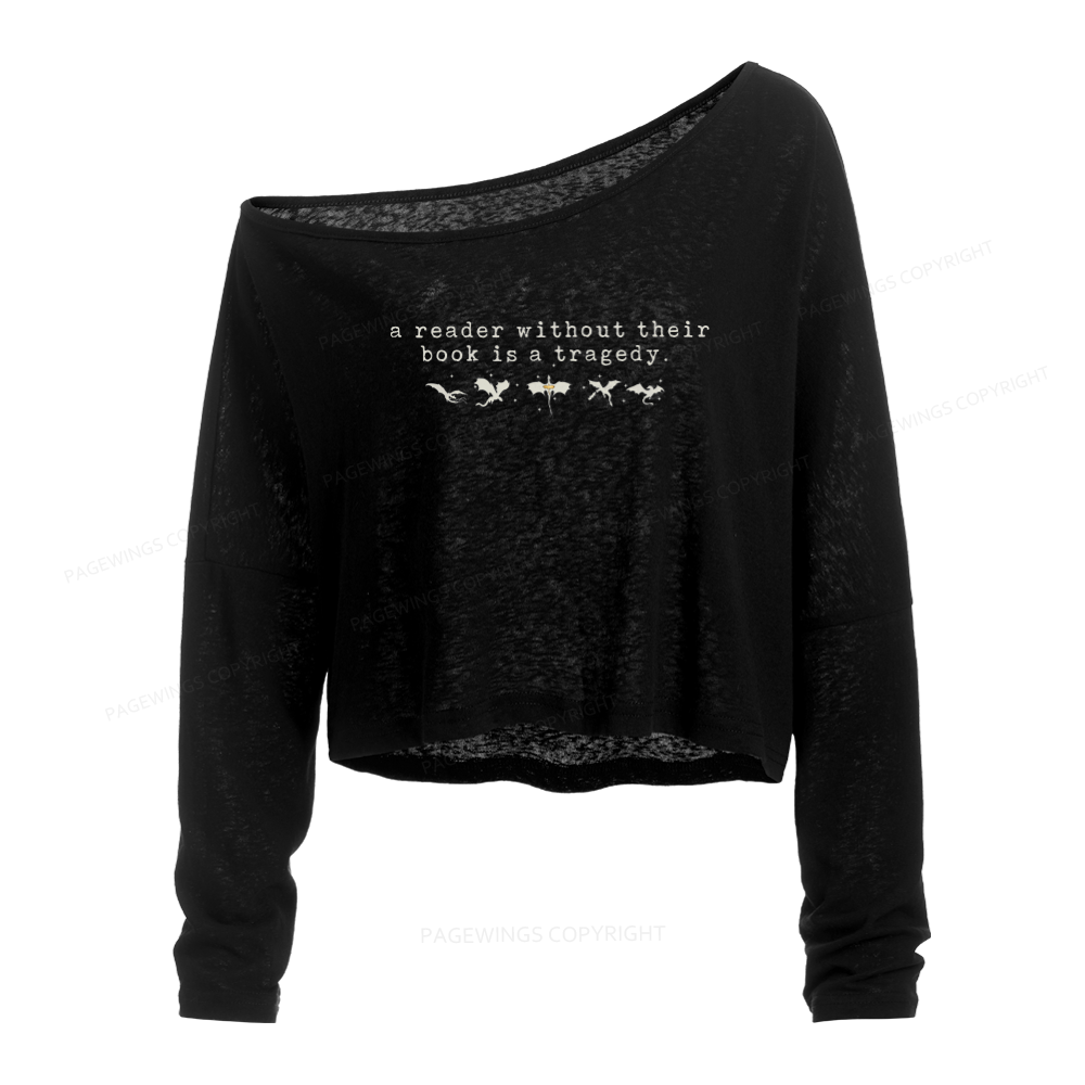Pagewings Fantasy Reading Slouchy Long Sleeve Off Shoulder T-shirt