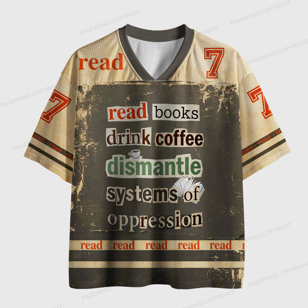 Pagewings Read Books Drink Coffee  Unisex Mesh Jersey