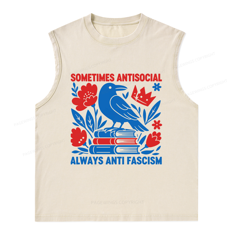 Pagewings Anti Fascism Unisex Washed Tank Top