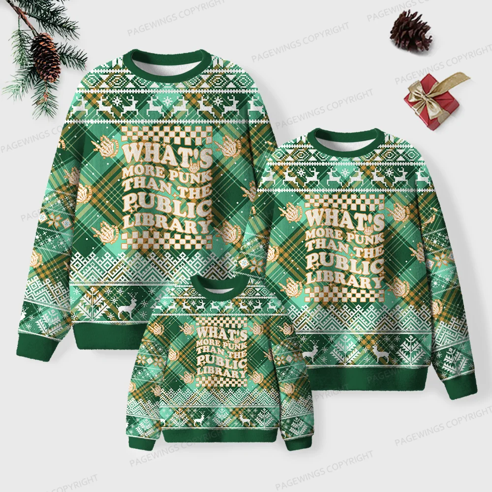 Pagewings What’s More Punk Than The Public Library Unisex Ugly Knit Sweatshirt