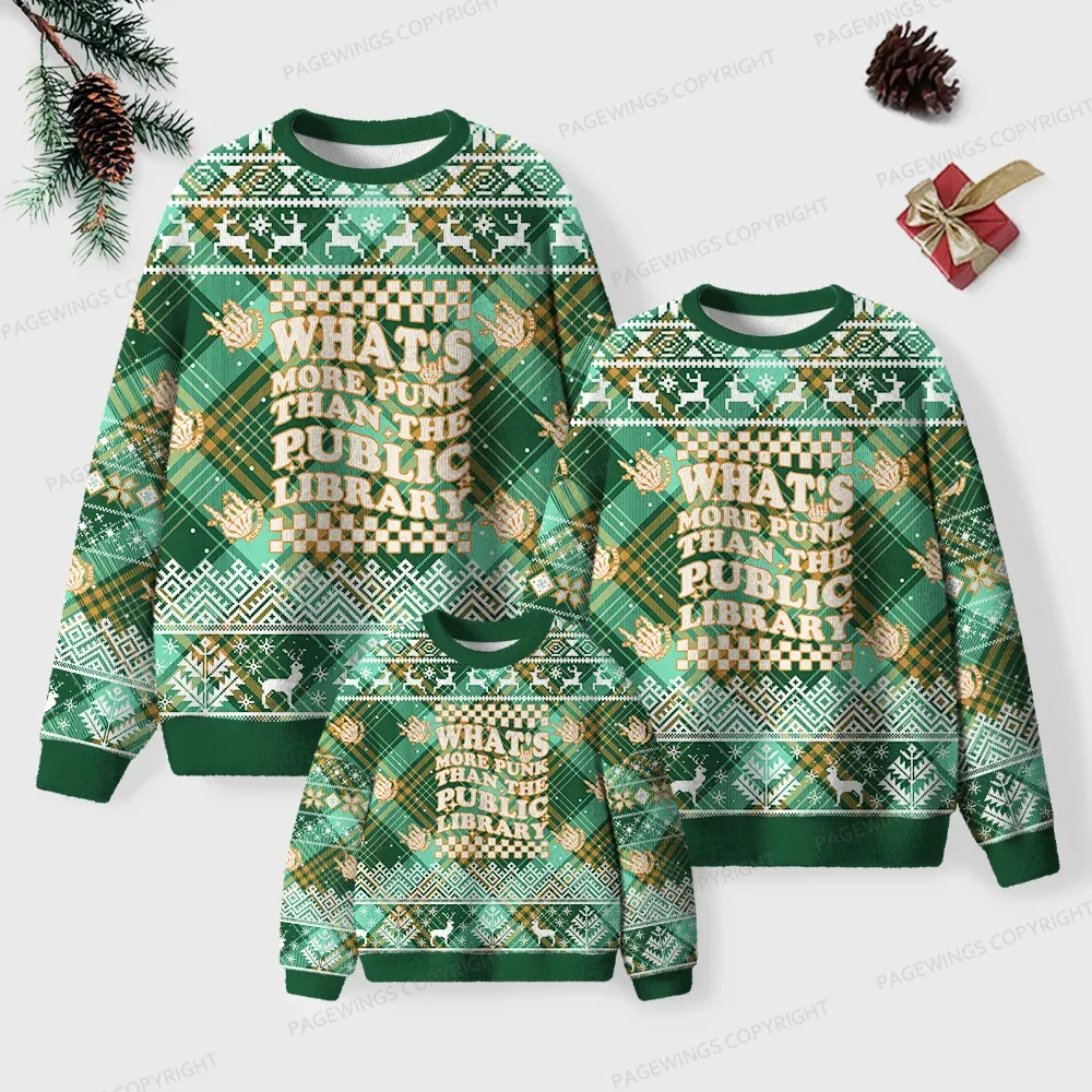 Pagewings What’s More Punk Than The Public Library Unisex Ugly Knit Sweatshirt